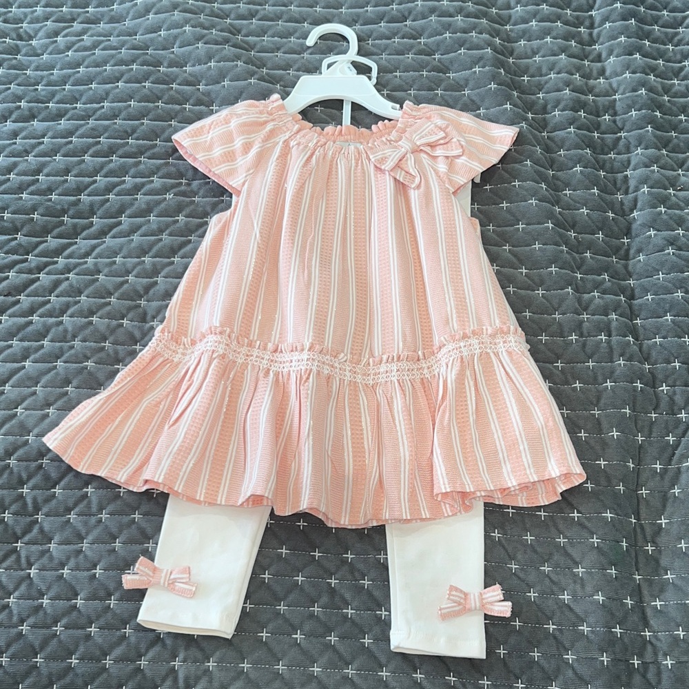 Joie Pink Striped Dress with White Leggings